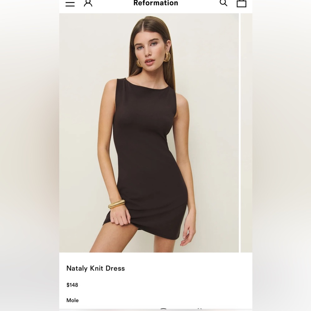 Reformation Nataly Knit Dress Size Small Color is Mole